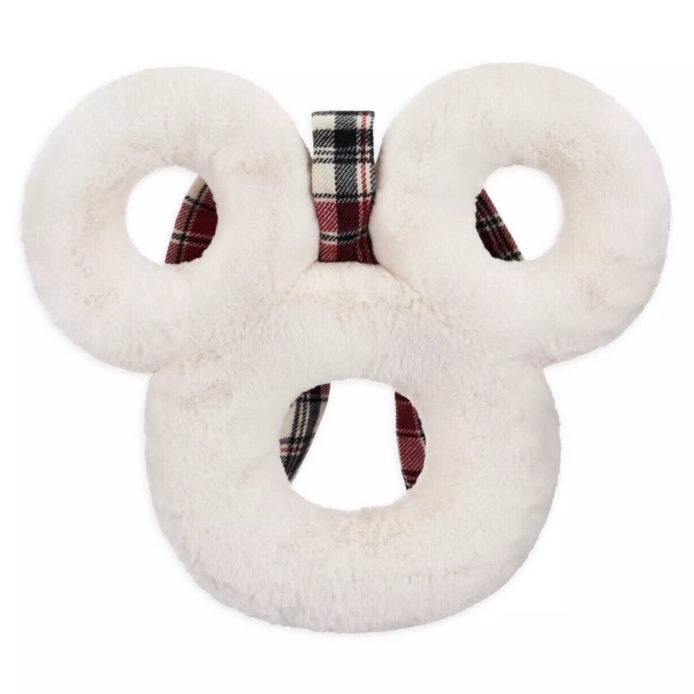 Disney Parks Homestead Mickey Icon White Plush Holiday Christmas Wreath - NEW - Picture 2 of 2